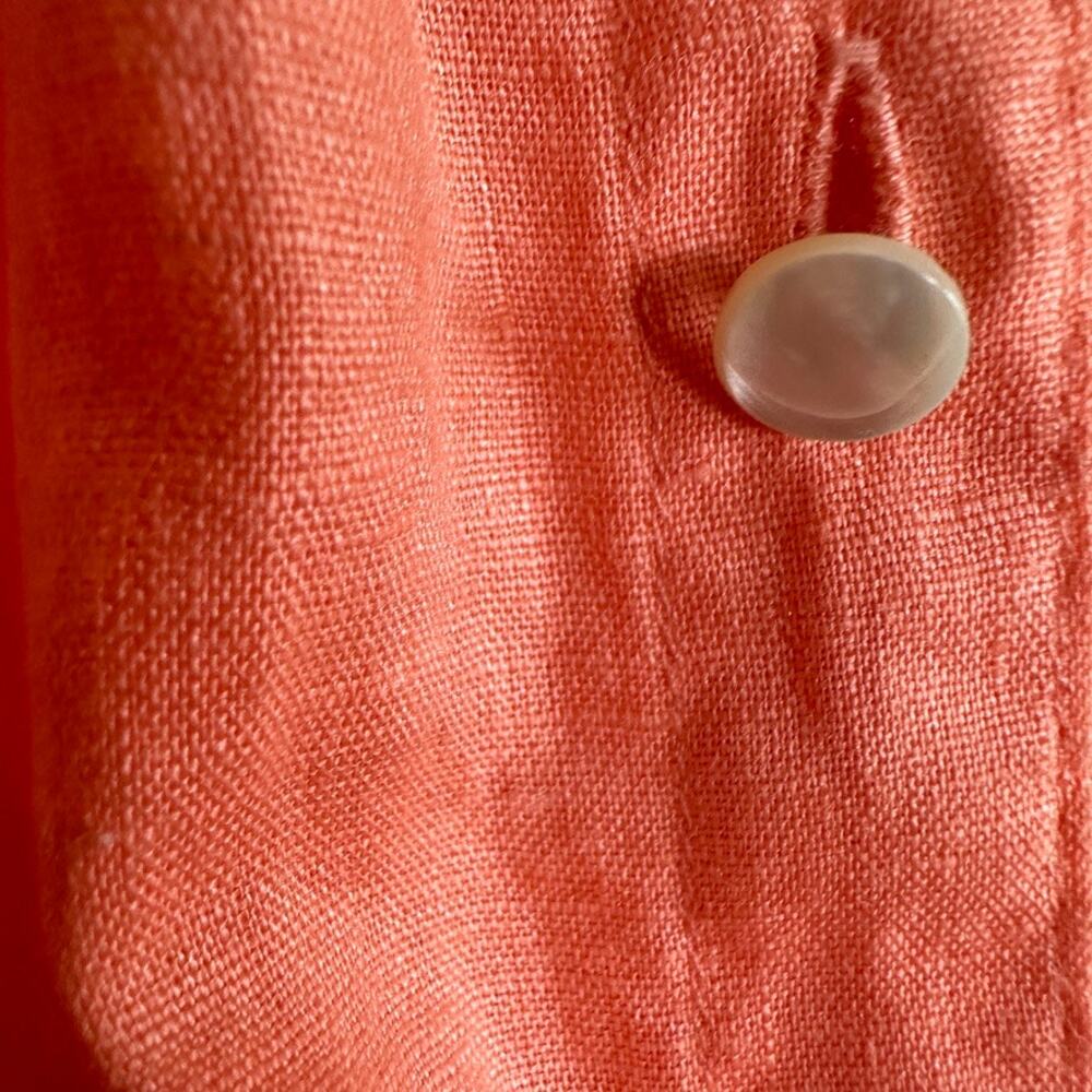 Talbots 100% Linen Floral Embroidered Peasant Blouse Womens Size MEDIUM Coral - Picture 5 of 11